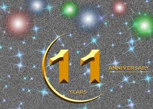 11 anniversary. golden numbers on a festive background. poster or card for anniversary celebration, party