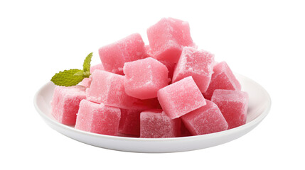 Turkish Delight on white isolated on clear png background and transparent background. Bakery and pastry concept for cafe and restaurent, AI generative. 