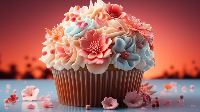 cupcake with frosting HD 8K wallpaper Stock Photographic Image 
