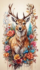 A beautiful Deer, a brown horse, a white owl, a beautiful fox all in wood nature, mesmerizing beautiful iphone wallpaper iphone Xr colorful and lively
