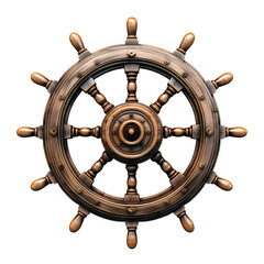 Ship steering wheel on transparent background, white background, isolated, icon material, vector illustration