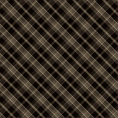 Check Plaid Seamless Pattern, Diagonal Gingham Lumberjack Vector Pixel in Black, and Camel Stripe (Mellow), Simple Tartan Background Graphic with Herringbone Line Grid