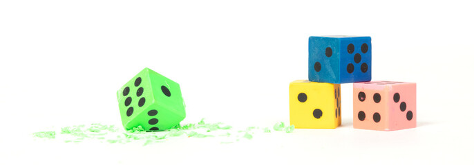 Erasers in the form of dice