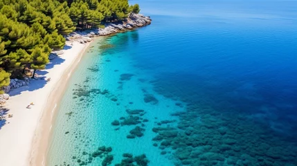 Foto op Plexiglas Gouden Hoorn strand, Brac, Kroatië Hvar, which is , Croatia, Sol Panoramic aerial view of Zlatni Rat Beach and the water from the air Summer seascape from a famous Croatian location Image of travel.