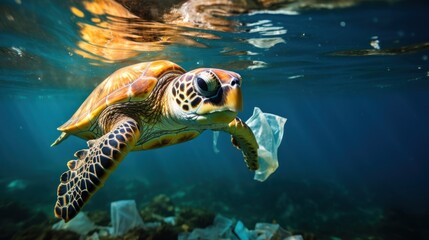 Plastic pollution in ocean environmental problem.