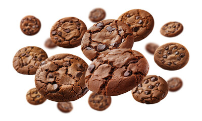 Cookies levitating in the air isolated on transparent background