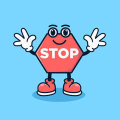 cartoon cute traffic sign saying stop