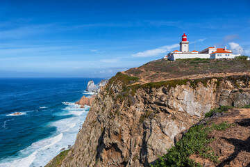 Fototapeta na wymiar Cabo da Roca Lighthouse In Portugal