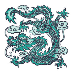 Emerald  Chinese dragon. Animal zodiac. Dragon of symbol Chinese New year 2024 . Vector illustration