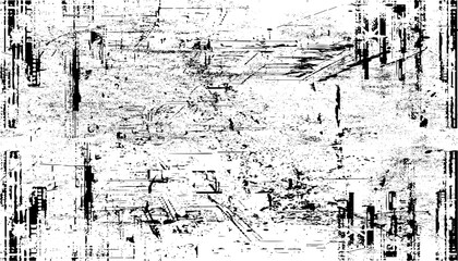 Grunge black and white pattern. Monochrome abstract texture. Dark background from cracks, stains, chips, lines. Abstract Grunge texture background.