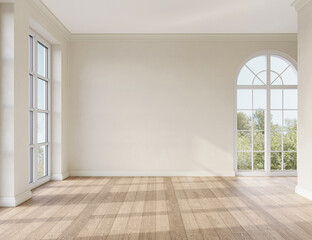 Contemporary interior design of the living room in soft neutral tones. Interior mockup, 3d render	