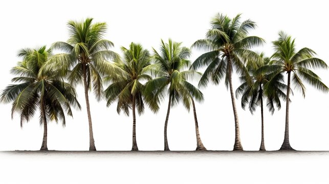 Remove the palm grove Isolated palm tree on white background Coconut palm Image of high quality for professional composition.