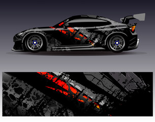 Car wrap design vector.Graphic abstract stripe racing background designs for vehicle, rally, race, adventure and car racing livery