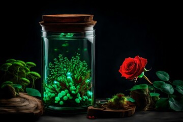 Plants in glass jar
