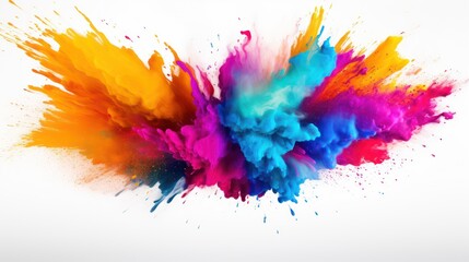 Fototapeta na wymiar Paint Holi, colorful rainbow Holi paint splashes on isolated white background, explosion of colored powder. abstract background.