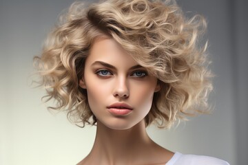 Blonde Model With Short Curly Hair