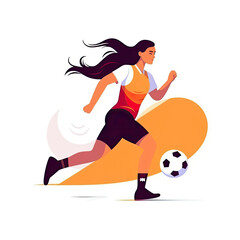 Women football soccer player kicking soccer ball vector tshirt design graffiti AI Generated