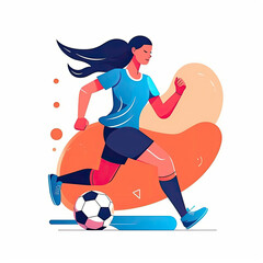 Women football soccer player kicking soccer ball vector tshirt design graffiti AI Generated
