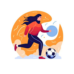 Women football soccer player kicking soccer ball vector tshirt design graffiti AI Generated