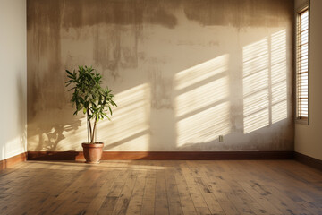 Timeless Tranquility: Half-Wooden Floor, Half-Wall Image - Generative AI