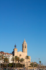Fototapeta na wymiar Sitges - Church of St. Bartholomew and Santa Tecla