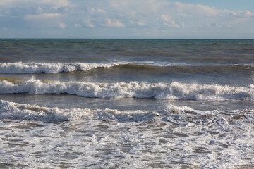 Fototapeta premium Waves and rough seas on the Mediterranean coast