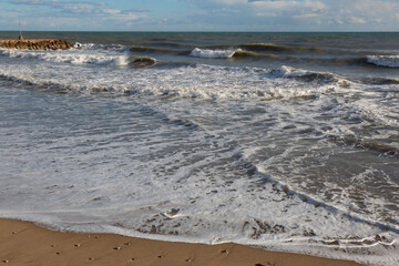 Fototapeta premium Waves and rough seas on the Mediterranean coast