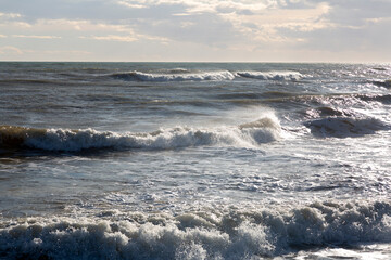 Waves and rough seas on the Mediterranean coast