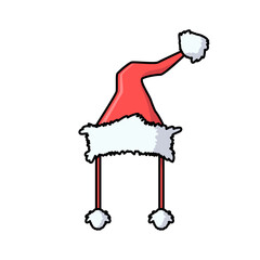 Santa's hat. Vector cartoon illustration. Isolated on white.