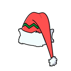 Santa's hat. Vector cartoon illustration. Isolated on white.