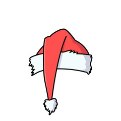 Santa's hat. Vector cartoon illustration. Isolated on white.