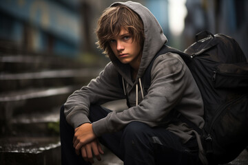 Fototapeta premium Angry teenager, adolescence problems, ai generated