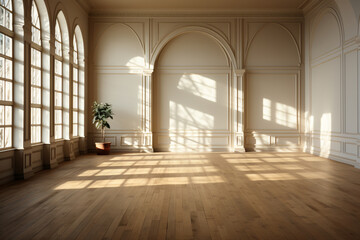 Timeless Tranquility: Half-Wooden Floor, Half-Wall Image - Generative AI