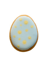 One Beautiful tasty delicious glazed Easter cookie in the shape of an egg. PNG isolated on transparent background