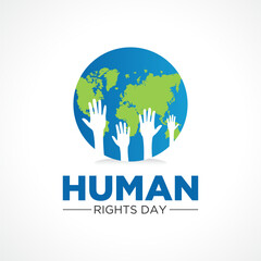 Human rights day is observed every year on december 10. Vector illustration on the theme of international human rights day. Template for banner, greeting card, poster with background.