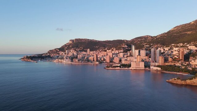 Aerial panoramic view of Monte Carlo, Monaco.