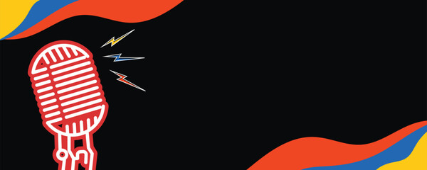 Colorful podcast abstract black background vector design template