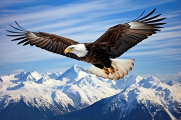 Obraz premium an eagle soaring above a mountain range