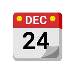 24 december calendar isolated on white transparent background for event, birthday, date, month, day, appointment, agenda, business and deadline