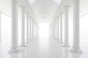 White Corridor Pillars Background Render
