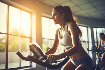 Woman On Exercise Bike, Working Towards Weight Loss Goals
