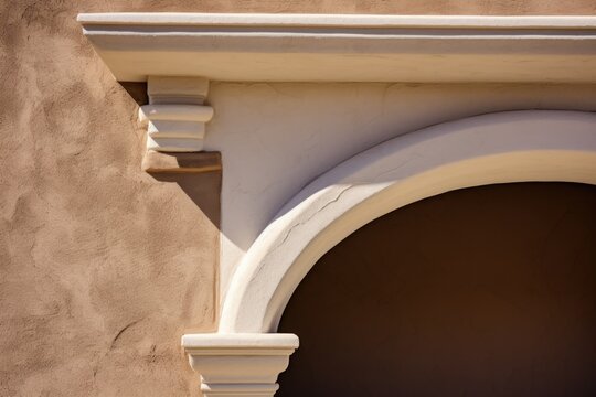 close-up of stone detailing in stucco archway