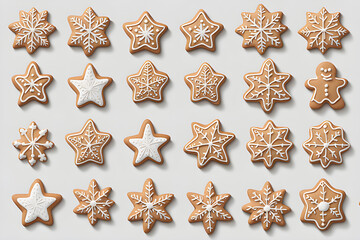 겨울의 사랑과 희망 눈꽃송이 모양의 진저브레드 쿠키
