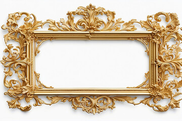 Ornate golden baroque frame on a white background.