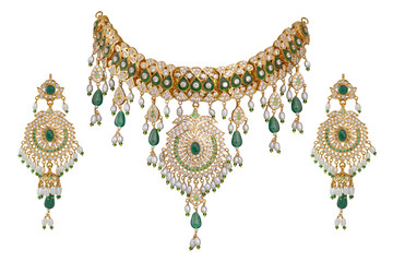 Rajasthani Traditional Wedding Necklace isolate on white background 