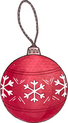 Christmas ball bauble watercolor illustration