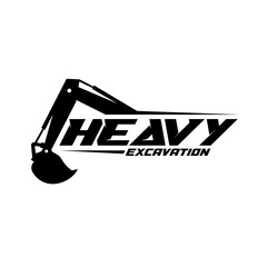 Excavator construction logo design, excavator logo element heavy equipment work. transportation vehicle mining - obrazy, fototapety, plakaty
