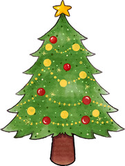 Christmas tree watercolor illustration