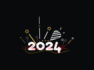 Unique Happy New Year, Happy New Year 2024, New Year Design, Celebration Your Happy New Year Holiday, 2024, Holidays Special 2024, Creative Happy New Year Vector Firework 2024