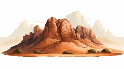 Fototapeta na wymiar Isolated desert mountain against a white background.